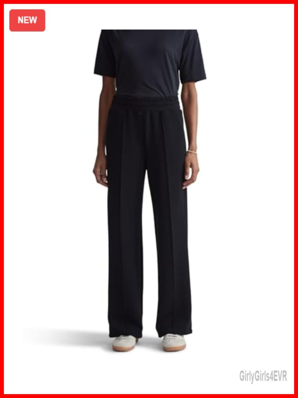 Petite Wide Leg Pants 28 Inseam High Rise Stretch Jersey Casual